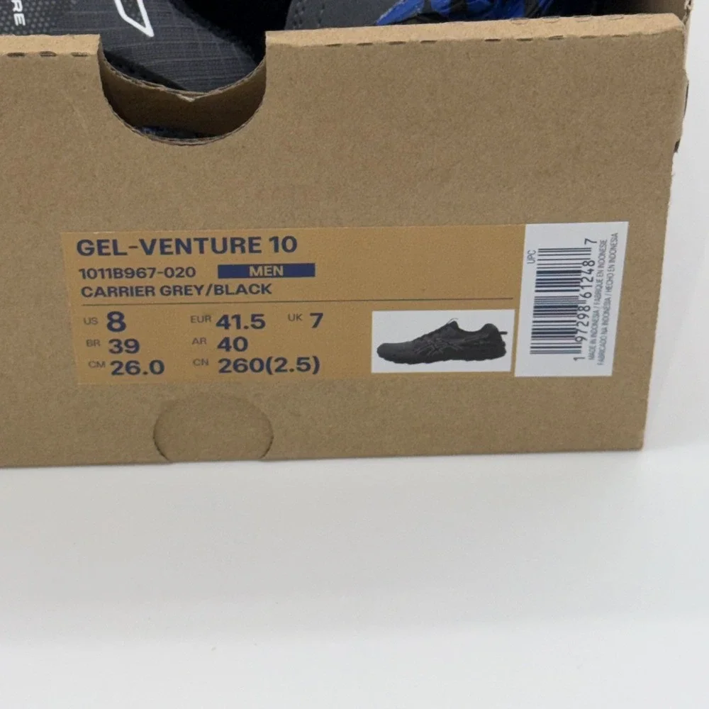 ASICS Gel-Venture 10 Men's Size 8 Grey Blue Black Running Shoes 1011B967-020 NEW